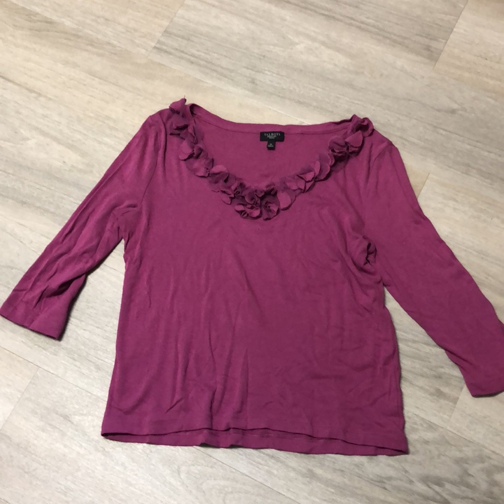 Talbots Ruffled Vneck Top size M - Picture 2 of 5